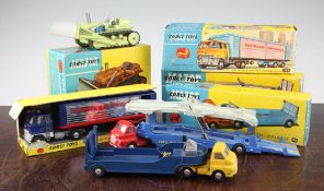 A Corgi Major 1102 Euclid tractor, a Corgi Major 1137 Ford tilt cab with detachable trailer, a Corgi