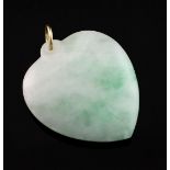 A jadeite heart shaped pendant, overall 1.25in.