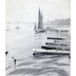 Walter Greaves (1846-1930)watercolour,'Nocturne, Thames', signed, 7.25 x 11in. and a monochrome