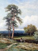 John Bates Noel (Exh.1893-1909)oil on canvas,On the Downs, Kempty Common,signed and inscribed