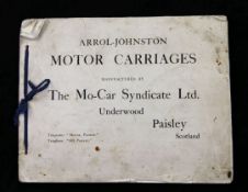 Arrol- Johnston - Motor Carriages, manufactured by the Mo-Car Syndicate Ltd, Underwood, Paisley,