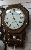 George Parsons, Bristol. A Victorian inlaid rosewood drop dial wall timepiece, with octagonal
