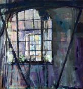Jason Bowyer (1957-)oil on board,'Window to Window',initialled and inscribed verso,12 x 11in.