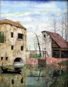 § Josselin Bodley (1893-1974)oil on canvas,Ancient Mill and Pond,signed and dated 1936,18 x 15in.