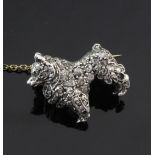 A Victorian gold and silver, rose cut diamond set dog brooch modelled as a Pomeranian, with