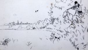 Cecil Aldin (1870-1935)pen and ink,Sportsman shooting a rabbit,signed and dated '96,7.25 x 12.5in.