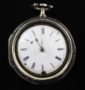 An early 18th century silver pair cased repeating verge pocket watch by David Lestourgeon, London,