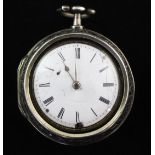 An early 18th century silver pair cased repeating verge pocket watch by David Lestourgeon, London,