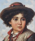 Cotyoil on canvas,Portrait of a Tyrolean boy,signed,7 x 6in.