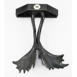 In the manner of Anthony Redmile. An ebonised wall bracket, modelled with simulated stag horns and