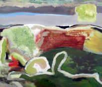 Derek Hyatt (1931-)oil on board,'Yellow Hayfield', Exhibited: Austin Desmond Fine Art, London, '