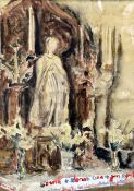 Maude Sumner (1902-1985)watercolour,Study of an altar piece,signed,15.5 x 11in.