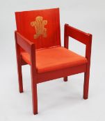 A Prince of Wales Investiture armchair, 1969, designed by Earl Snowden, Carl Tomms and John Pound,