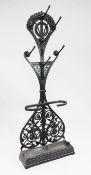A Coalbrookdale black painted cast iron hall stand, designed by Dr Christopher Dresser, c.1867, with