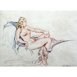 § William Russell Flint (1880-1969)coloured chalks,Reclining nude,signed,9.5 x 13.75in.