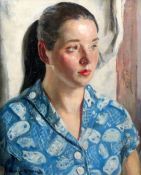 Leonard John Fuller (1891-1973)oil on canvas,Portrait of a young woman, signed, a photograph of