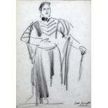 Dame Laura Knight RA (1877-1970)charcoal,Study of an actor on stage,signed,13.5 x 9.75in.