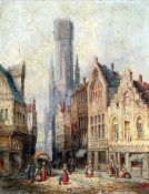 Henry Schafer (19thC.)pair of oils on canvas,Views of Antwerp and Bruges, Belgium,monogrammed and