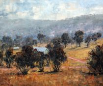 John Colin Angus (1907-2002)4 oils on board,Farm in the Eldorado hills; Morning sunlight,