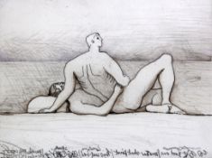 Henry Moore (1898-1986)etching and aquatint on Reeves paper,Reclining man and woman I, 1975,