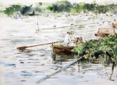 Gordon King (b.1939)watercolour,Henley Regatta,signed,10.75 x 15in.