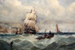 Edward Tucker (1830-1909)watercolour,Shipping off the Sussex coast,signed,15.5 x 22in.