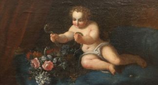 17th century Roman School,oil on canvas,The infant Hercules with a serpent,20 x 35in.