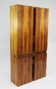 A 1960 / 70's Continental rosewood hanging drinks cabinet, mounted with orange ground enamel