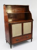 A Regency mahogany chiffonier, the top with three quarter pierced arched gallery above a single open