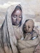 Amy Drucker (1873-1951)watercolour and black chalk,An Abyssinian woman and babe,signed and dated