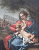 After Van Dykeoil on wooden panel,Virgin and child,11.75 x 9.75in., ornate giltwood frame