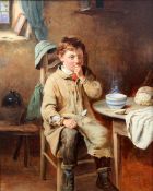 John Wells Smith (19th C.)oil on canvas,Boy in a scullery,21 x 17in.