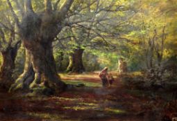 Francis Muschamp (1851-1929)oil on canvas,Figures in woodland,signed and dated 1898,20 x 30in.,