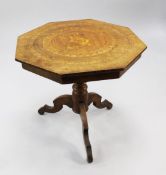 A 19th century Italian Rolo marquetry inlaid octagonal occasional table, the top with central