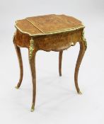A 19th century Louis XV style walnut veneered poudreuse / teapoy, ormolu mounted, fitted with