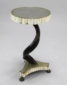 Attributed to Anthony Redmile. A circular stand / occasional table, with sectional horn mounts and
