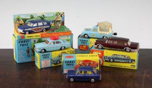 A Corgi 440 Ford Consol Cortina Super estate car, a Corgi 474 musical Walls Ice Cream van, a Corgi