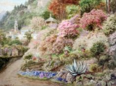 Ebenezer Wake Cook (1843-1926)watercolour,Gardens on an Italian hillside,signed and dated '28,10.5 x