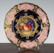 A Royal Worcester fruit painted cabinet plate, by Richard Sebright, date code for 1937, the centre