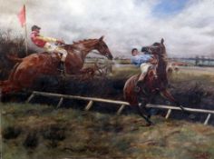 Godfrey Douglas Giles (1857-1923)oil on canvas,Jockeys at the fence,signed,22.5 x 30in.