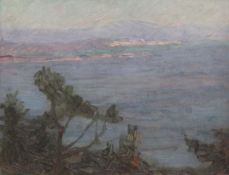 Konstantinos Maleas (1879-1928)oil on card,Coastal landscape,7.5 x 9.5in.