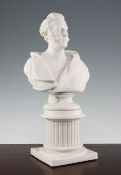 A Minton parian bust of the civil engineer James Meadows Rendel, after the model by B.W Wyon, mid