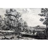 Claude Lorrain (1600-1682)etching,Landscape with bridge, Blum 33, third state of four,5 x 7.5in.