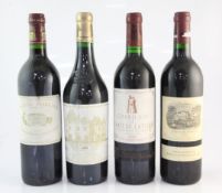 A four-bottle assortment of the original 1855 first growths, all from the 1993 vintage, including