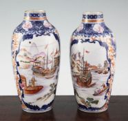 A pair of Chinese export famille rose ovoid vases, late Qianlong period, each painted with figures