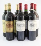 A seven bottle assortment of drinkers' claret from the excellent 2000 vintage, including one Chateau
