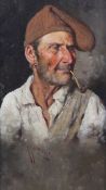 Giuseppe Giardiello (1887-1920)pair of oils on board,Portrait of an Italian man smoking a pipe,