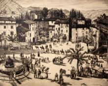Job Nixon (1891-1938)etching with drypoint,'An Italian Hill Town', 1927; 'The Steps, Anticoli,