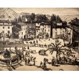 Job Nixon (1891-1938)etching with drypoint,'An Italian Hill Town', 1927; 'The Steps, Anticoli,