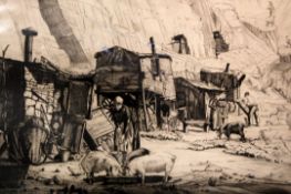 Job Nixon (1891-1938)engraving and drypoint,'The Tables, Dieppe Casino', 1925 and 'Cave-Dwellers,